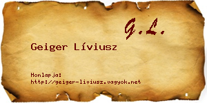 Geiger Líviusz névjegykártya